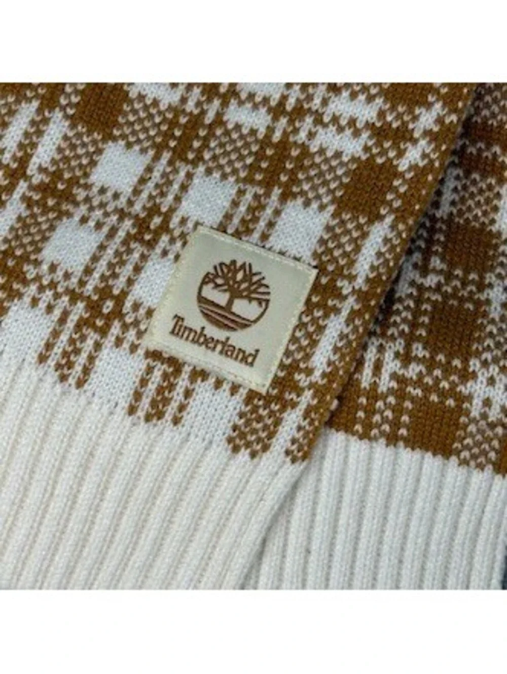 Timberland Cozy Brown and Cream Knit Scarf - One Size